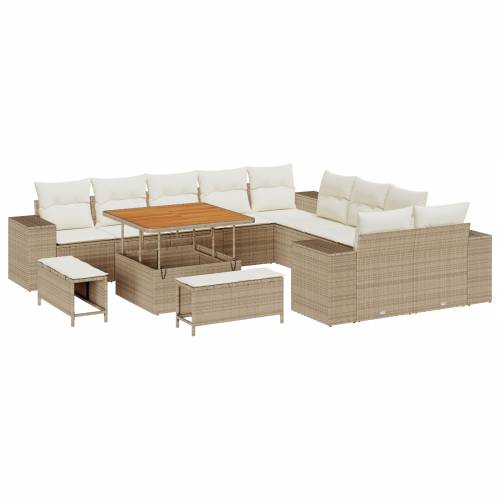 Set vrtnih sofa od 13 komada s jastučićima Bež Poli Ratan Akacija Cijena