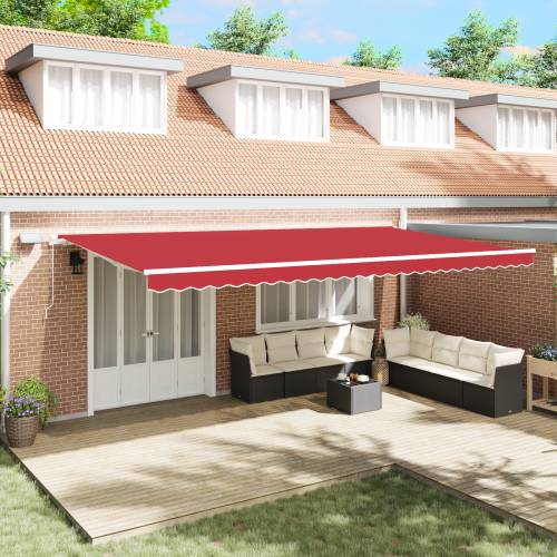 Ručno povlačenje tende s LED lampama crvena 600x350 cm Cijena
