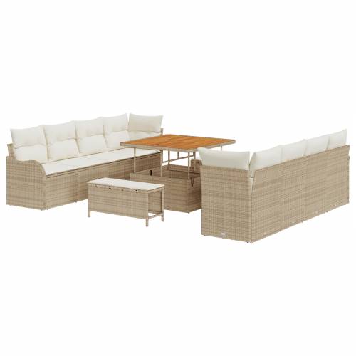 11-dijelni vrtni sofa set s jastucima bež poli ratan akacija Cijena