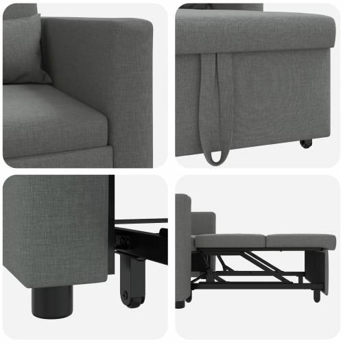 3-u-1 Singl Sofa Krevet Konvertibilna Tamno Siva Tkanina Cijena