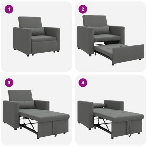 3-u-1 Singl Sofa Krevet Konvertibilna Tamno Siva Tkanina Cijena