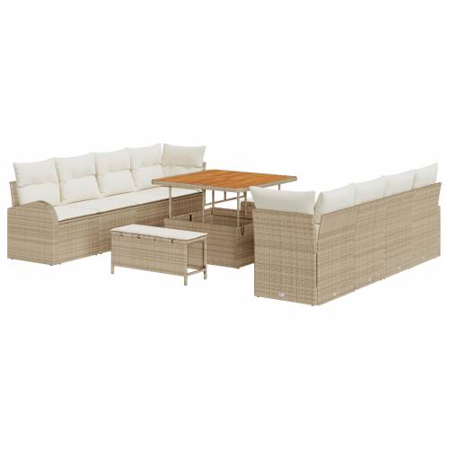 11-dijelni vrtni sofa set s jastučićima bež poli ratan akacija Cijena