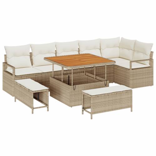 9-dijelni vrtni sofa set s jastučićima bež poli ratan akacija Cijena