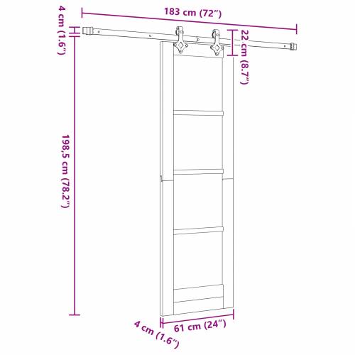 klizna vrata s opremom set 61x198.5 cm solidno drvo bor Cijena