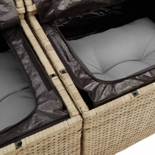 8 Dijelni Vrtni Sofa Set s Jastučićima Bež Poli Ratan Akacija Cijena
