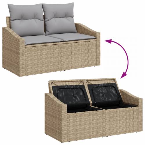 8 Dijelni Vrtni Sofa Set s Jastučićima Bež Poli Ratan Akacija Cijena