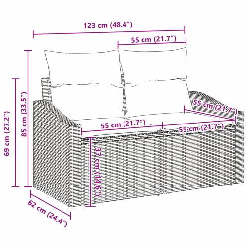 8 Dijelni Vrtni Sofa Set s Jastučićima Bež Poli Ratan Akacija Cijena