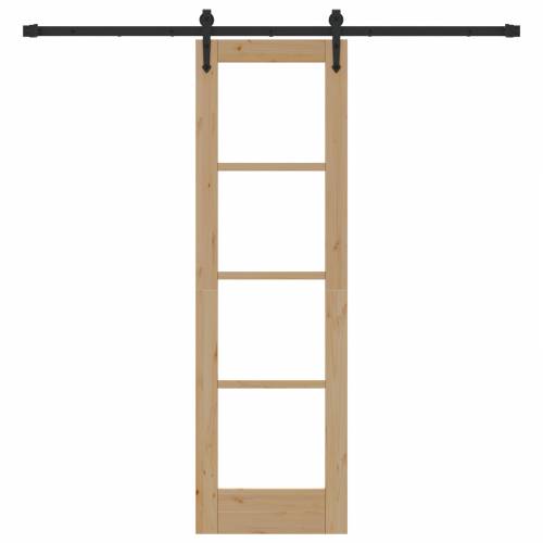 Klizna Vrata sa Opremljenim Setom 61x198.5 cm Masivna Drvena Borovina Cijena