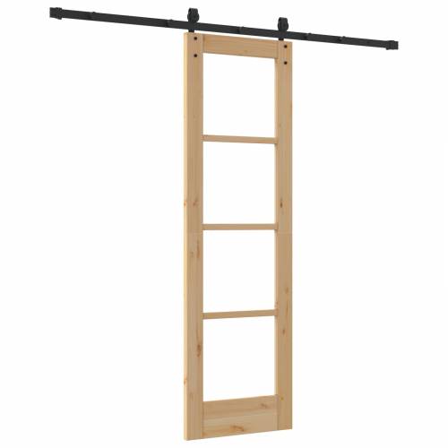 Klizna Vrata sa Opremljenim Setom 61x198.5 cm Masivna Drvena Borovina Cijena