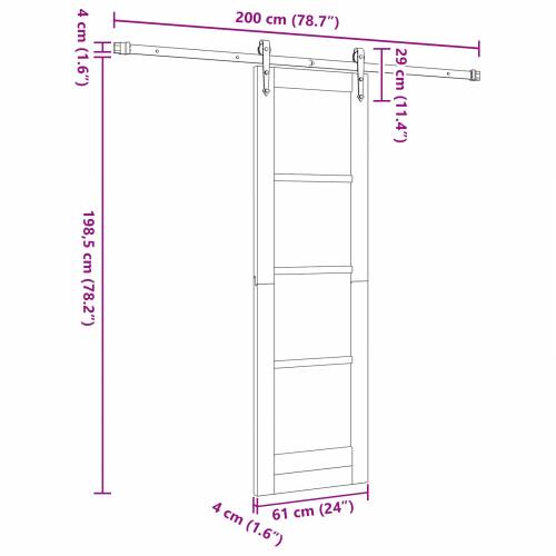 Klizna Vrata sa Opremljenim Setom 61x198.5 cm Masivna Drvena Borovina Cijena