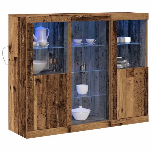 Nabava s LED svjetlima Stara drva 123x37x100 cm Konstruirano drvo Cijena