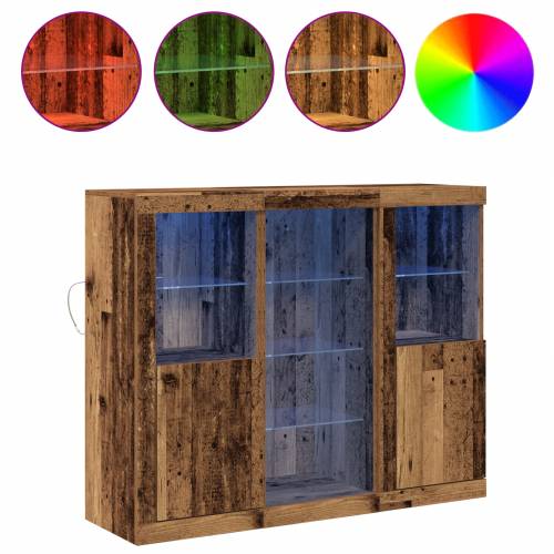 Nabava s LED svjetlima Stara drva 123x37x100 cm Konstruirano drvo Cijena