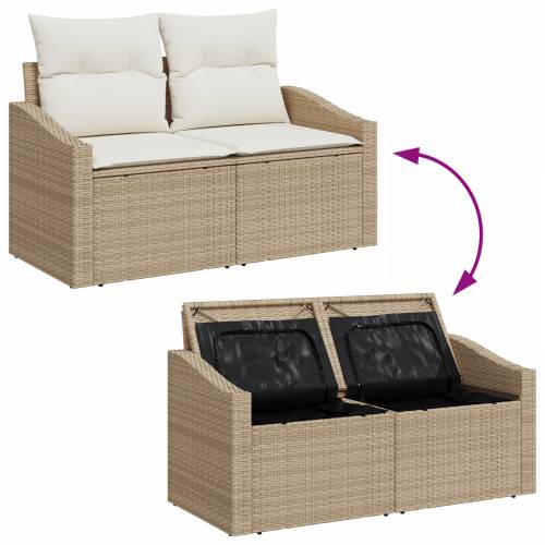 13 Dijelni Vrtni Sofa Set s Jastucima Bež Poliratan Acacia Cijena