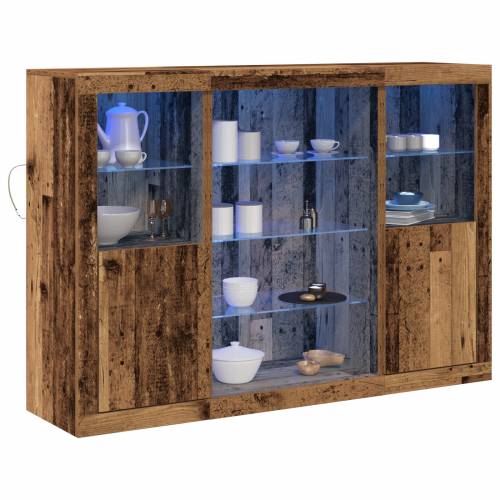 komoda s LED svjetlima staro drvo 142.5x37x100 cm inženjersko drvo Cijena