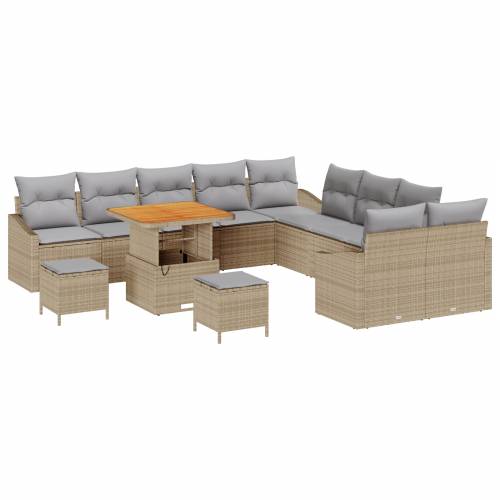 13 dijelni vrtni sofa set s jastučićima bež Poli Ratan Akacija Cijena