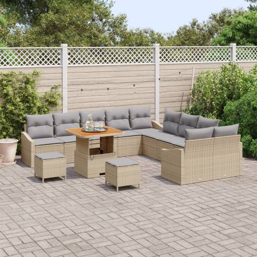 13 dijelni vrtni sofa set s jastučićima bež Poli Ratan Akacija Cijena