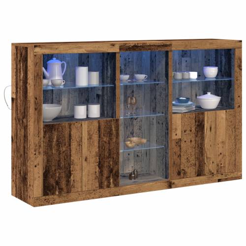Skrinja s LED svjetlima Staro drvo 162x37x100 cm Konstrukcijsko drvo Cijena