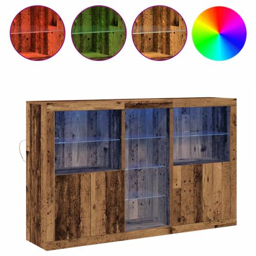 Skrinja s LED svjetlima Staro drvo 162x37x100 cm Konstrukcijsko drvo Cijena