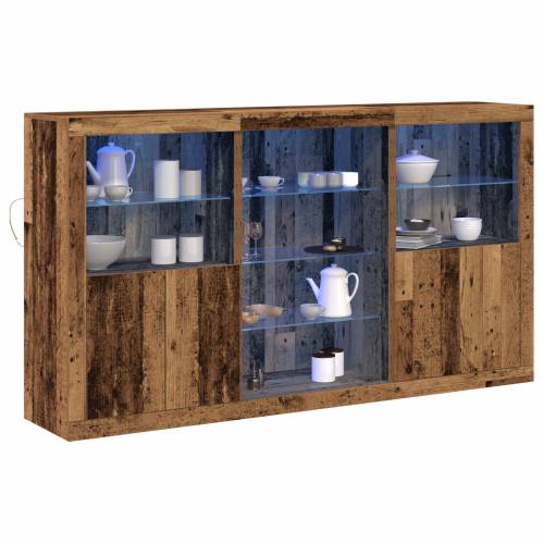 Zidna jedinica s LED svjetlima Staro drvo 181,5x37x100 cm Konstrukcija drvo Cijena