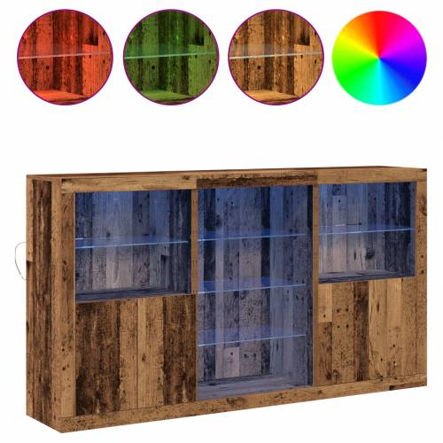 Zidna jedinica s LED svjetlima Staro drvo 181,5x37x100 cm Konstrukcija drvo Cijena