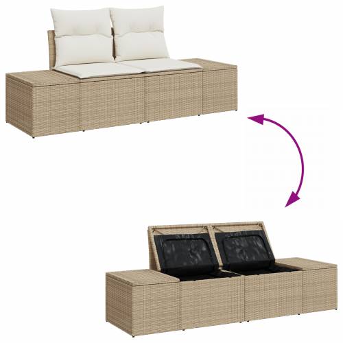 12 Dijelni Vrtni Sofa Set s Jastučićima Bež Poli Ratan Akacija Cijena
