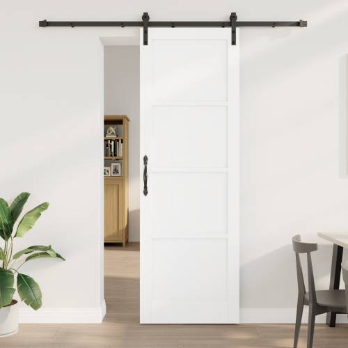 Klizna vrata s setom okova bijela 78x232 cm čvrsto drvo bor Cijena
