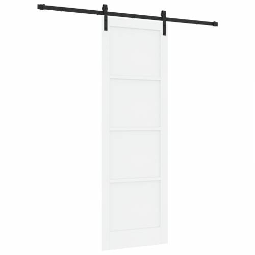 Klizna vrata s setom okova bijela 78x232 cm čvrsto drvo bor Cijena