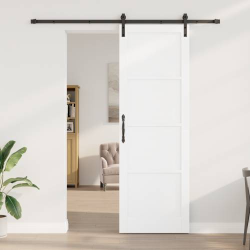 Klizna vrata s setom okova bijela 78x232 cm čvrsto drvo bor Cijena