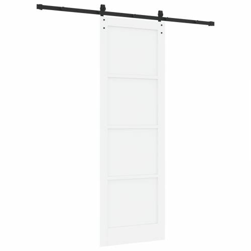 Klizna vrata s setom okova bijela 78x232 cm čvrsto drvo bor Cijena