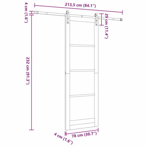 Klizna vrata s setom okova bijela 78x232 cm čvrsto drvo bor Cijena