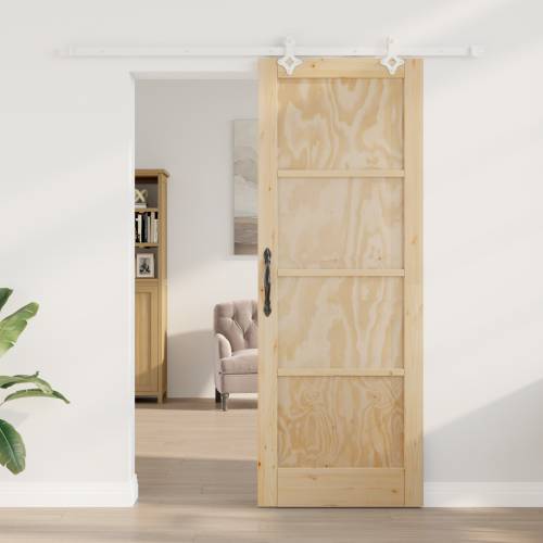 Klizna Vrata s Setom Hardvera 78x211 cm Čvrsta Drvena Bor Cijena