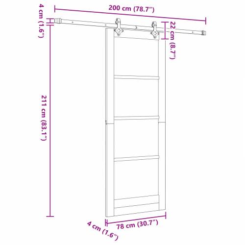 Klizna Vrata s Setom Hardvera 78x211 cm Čvrsta Drvena Bor Cijena