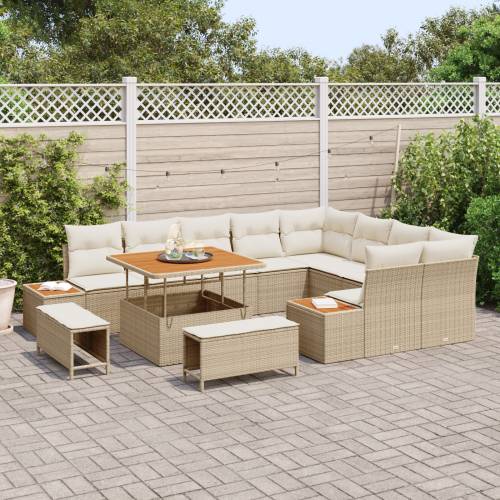 set vrtnih sofa s 12 komada i jastučićima bež poli ratan akacija Cijena