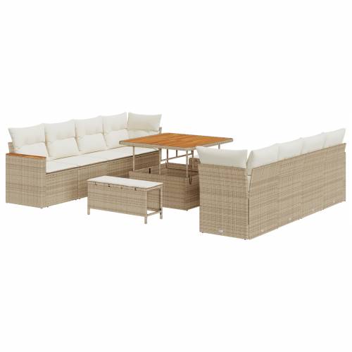11-dijelni vrtni set sofa s jastučićima bež poli ratan akacija Cijena