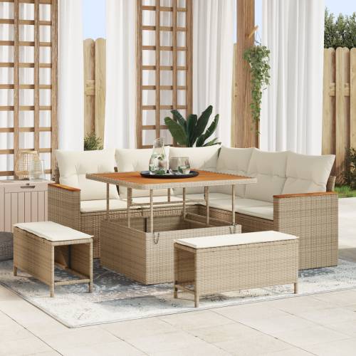 8 komadna vrtna sofa set s jastučićima bež poli ratan akacija Cijena