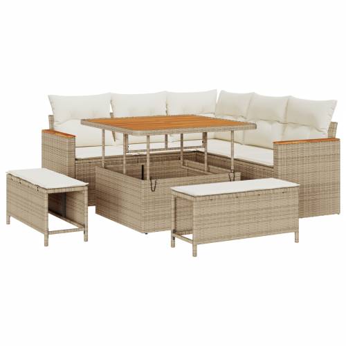 8 komadna vrtna sofa set s jastučićima bež poli ratan akacija Cijena