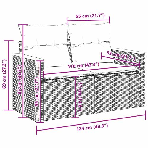 Vrtna garnitura - 13-dijelni set vrtnih sofa s jastučićima bež poli ratan akacija Cijena