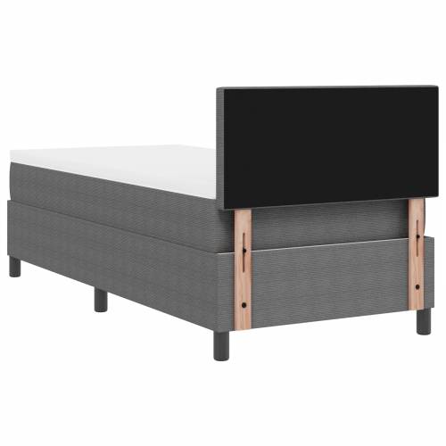 Krevet s box springom s madracem & LED svjetlom Sivi Jednokrevetni Rebrasta tkanina Cijena