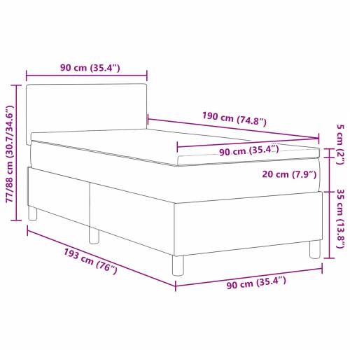 Krevet s box springom s madracem & LED svjetlom Sivi Jednokrevetni Rebrasta tkanina Cijena
