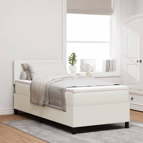 Box Spring Krevet s Madracem & LED Krem 90x200 cm Kordura tkanina Cijena