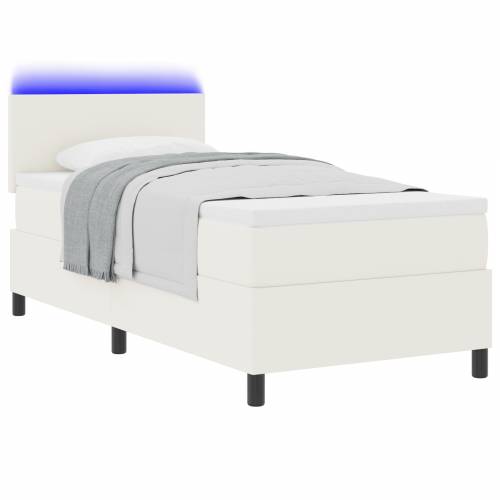Box Spring Krevet s Madracem & LED Krem 90x200 cm Kordura tkanina Cijena