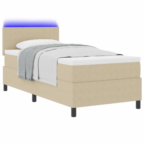 Krevet s Box Springom s madracem i LED svjetlom svijetlo sivi 90x200 cm Kordura tkanina Cijena