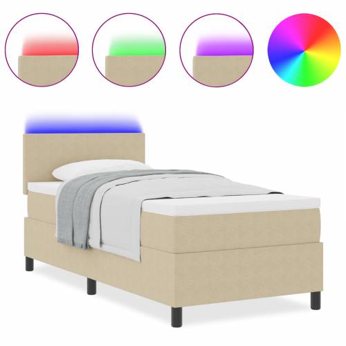 Krevet s Box Springom s madracem i LED svjetlom svijetlo sivi 90x200 cm Kordura tkanina Cijena