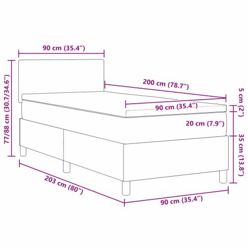 Krevet s Box Springom s madracem i LED svjetlom svijetlo sivi 90x200 cm Kordura tkanina Cijena