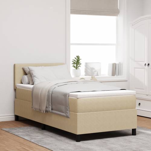 Box Spring Krevet s Madracem & LED Svjetlom Zeleno Sivo 100x200 cm Tkanina od Žoržeta Cijena