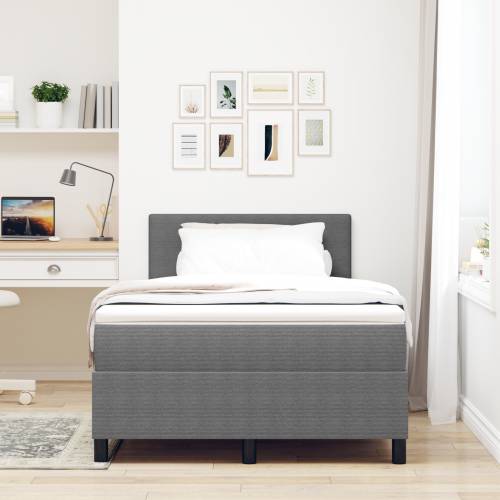 Box Spring Krevet s Madracem & LED Svijetlosivi 120x200 cm Kordura Tkanina Cijena