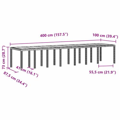 bijeli vrtni stol 400x100x73 cm poli ratan Cijena