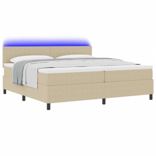 krevet s box springom s madracem i LED svjetlom zeleni sivi 200x200 cm od kordure Cijena