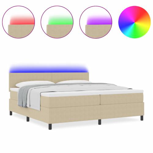 krevet s box springom s madracem i LED svjetlom zeleni sivi 200x200 cm od kordure Cijena