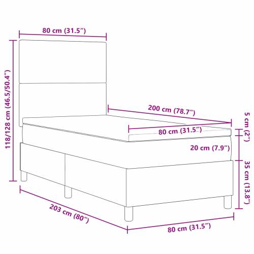 Boks opružni krevet s madracem & LED tamno siva 80x200 cm Kordura Cijena